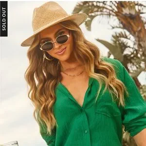 Vici | Accessories | Stylish Tan Straw Hat With Gold 